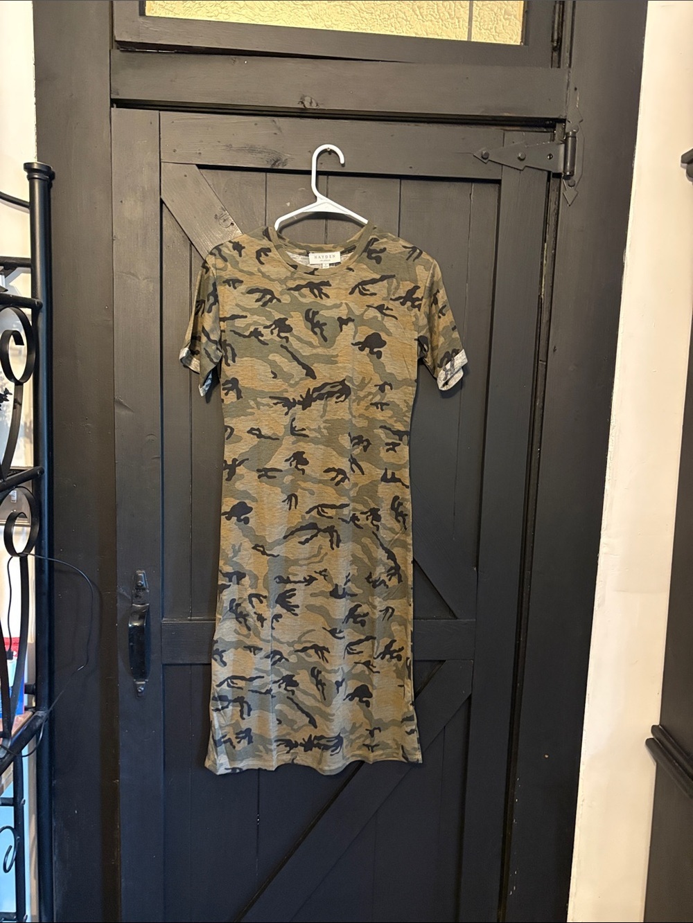 Hayden Olive Green Camo Midi Dress